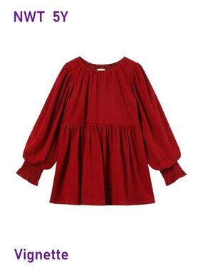 Vignette Red Jersey Dress Super Soft Cotton Holiday Party Dress  - size 5Y